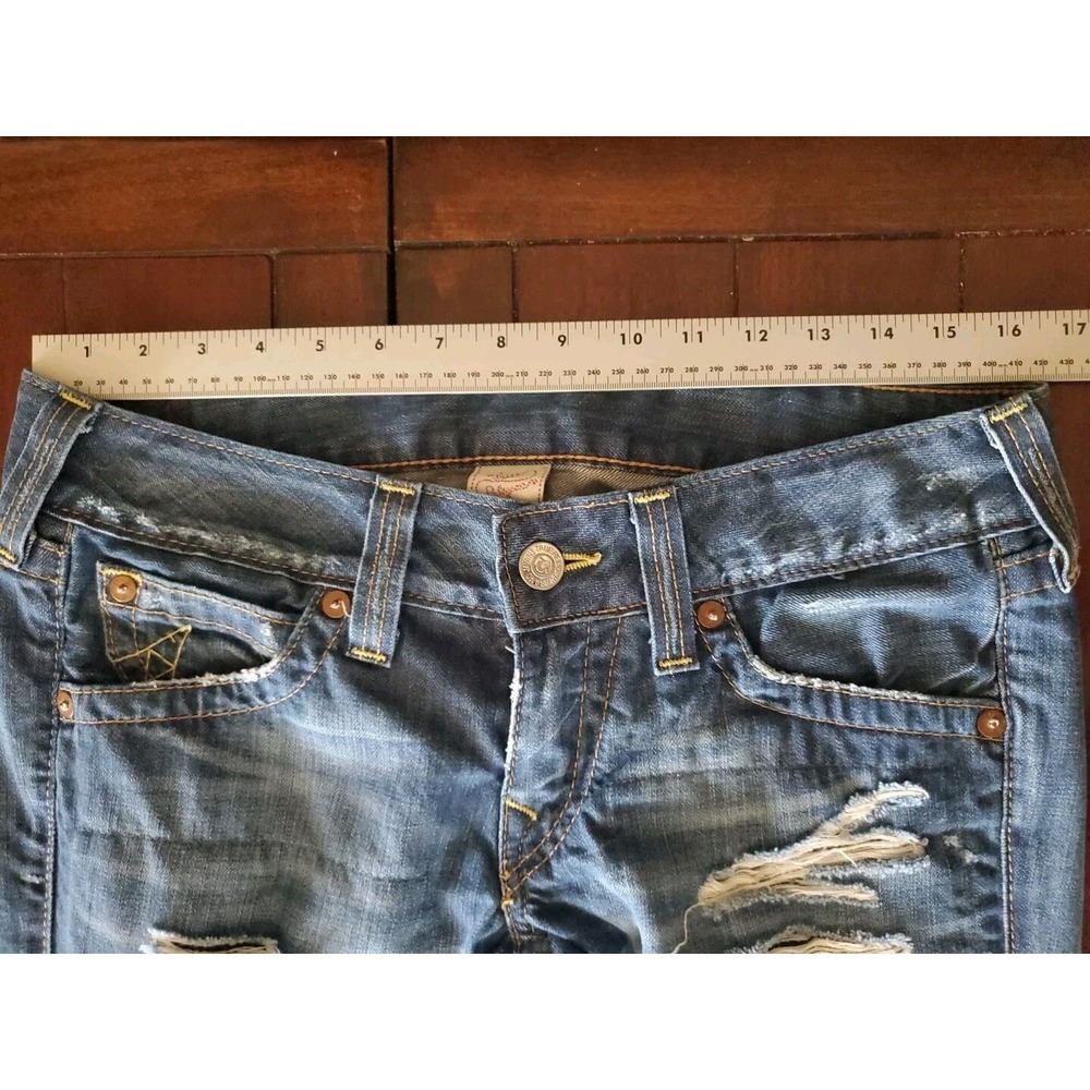 True Religion Candice Jeans Women Sz 30 Flare 100% Cotton Distressed USA - Picture 5 of 9